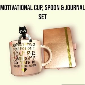 Inspirational Cup, Cat Spoon & Journal Set: Sometimes You Forget You're Awes…